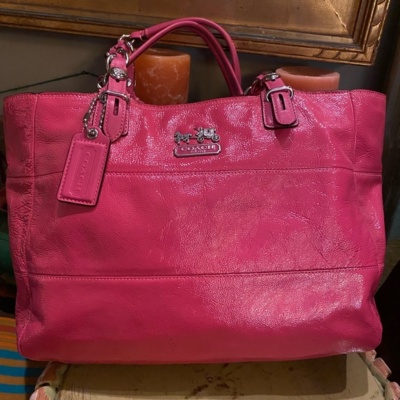 Coach Tribeca Pink Patent Leather Tote #14128 - Picture 1 of 16